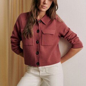 Sezane Betty Cardigan in Rosewood